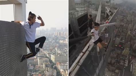 THE tragic death of a daredevil young man has been broadcast to millions after the stunt expert died while attempting pull-ups from the ledge of a 62-storey .... 