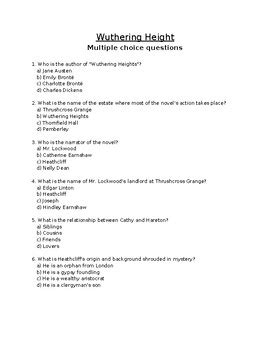 Wuthering Heights Practice Multiple Choice Questions