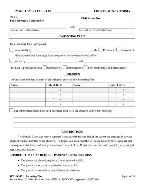 Wv parenting plan form.  If you have difficulty completing these forms...