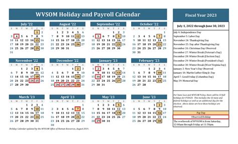 Wvsom sdn 2022-2023. Fiscal Year 2023 November '22 December '22 January '23 February '23 July '22 August '22 September '22 October '22 July 1, 2022 through June 30, 2023 WVSOM Holiday and Payroll Calendar Observed Holiday The workweek of WVSOM is from Saturday, 12:00am through Friday at 11:59pm. Per State Law and WVSOM Policy, there will be 14 full holidays for … 