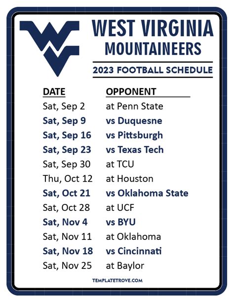 Wvu football schedule 2027. ESPN has the full 2023 Marshall Thundering Herd Regular Season NCAAF schedule. Includes game times, TV listings and ticket information for all Thundering Herd games. 