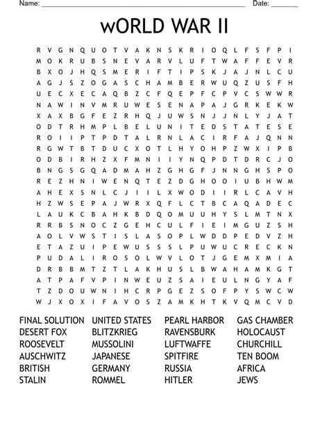 Ww2 Word Search Printable
