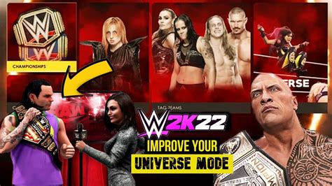 Wwe 2k22 universe mode tips. MyGM is one of the most fun modes in WWE 2K22 and we have a guide that will help you get the most out of it. GM Mode began with the SmackDown vs. Raw era of the WWE gaming phase. Now, it's turned ... 