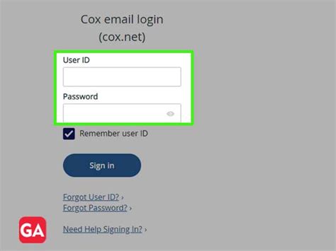Enter your user ID and password to access your Cox business email account.