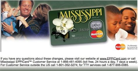 Mississippi Eppicard. The Mississippi Eppicard website is the best place to go and find out more information if you are a Mississippi Eppicard holder. You will be able to find out how you can withdraw cash for free and what to do if you Eppicard is lost or stolen.