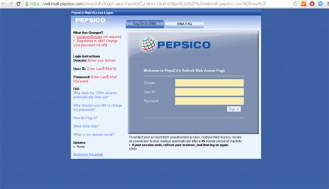 Www pepsico com login. Are you a PepsiCo employee or partner? Access your account and business resources with mypepsico.com, the official portal for PepsiCo associates. Enter your user ID and password to log in, or request help if you forgot your credentials. 