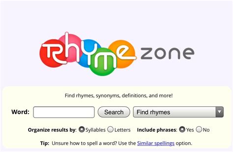 RhymeZone: rhymes ... Word: .... 
