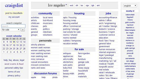 Www.craigslist.comlosangeles - craigslist provides local classifieds and forums for jobs, housing, for sale, services, local community, and events