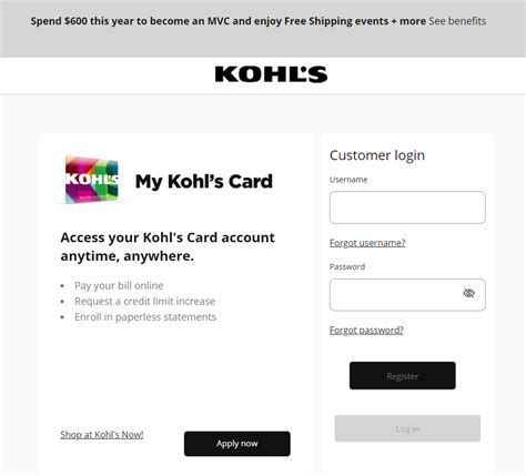Log in to your Kohl's Card account and enjoy exclusive discounts, rewards, and easy online payments.