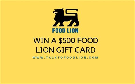 Www.talktofoodlion.com $500 in free groceries. It takes about 10 minutes to complete the Food Lion groceries survey. You can enter the sweepstakes to win one of ten $500 Food Lion gift cards each month if you complete the survey. Basic Requirements of Talktofoodlion Feedback. To participate in the talk to food lion customer survey, you must satisfy some requirements: 