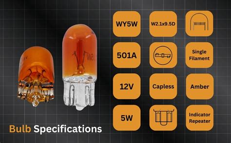 Wy5w bulb equivalent.  The LED bulb also provides bright lighting withou...