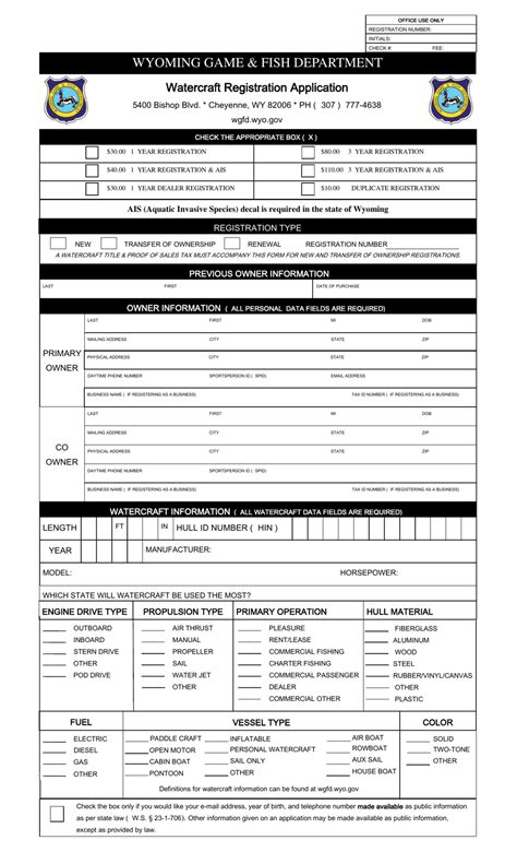 Wyoming Watercraft Registration Application Fill Out, Sign Online and