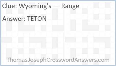 Wyoming range crossword clue. The Crossword Solver found 30 answers to "wyoming mountain range", 6 letters crossword clue. The Crossword Solver finds answers to classic crosswords and cryptic crossword puzzles. Enter the length or pattern for better results. Click the answer to find similar crossword clues . Enter a Crossword Clue Sort by Length # of Letters or Pattern 