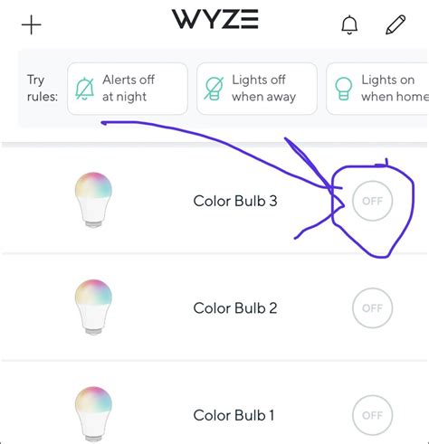 Wyze bulb update.  Click "Update" for the bulbs that need firmw...