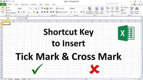 X Mark In Excel Shortcut