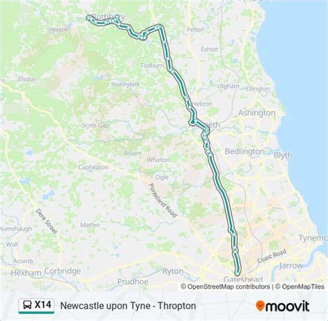 X14 Newcastle to Thropton Bus Route & Timetables - Arriva Bus