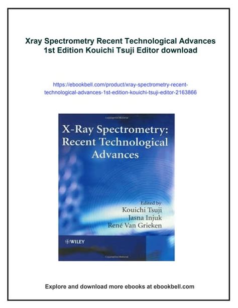 Read Online Xray Spectrometry Recent Technological Advances By Tsuji