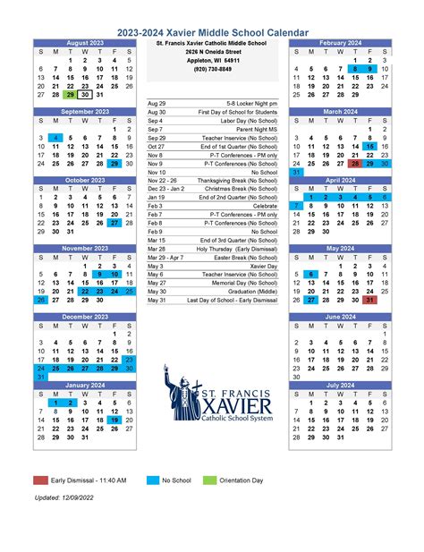 Xavier University Academic Calendar