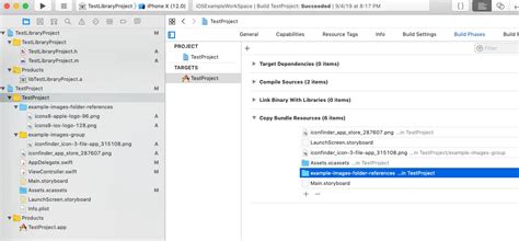 Xcode add files to main bundle.  I think that the project has the provis...