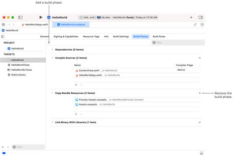 Xcode target dependencies. xcodeproj structure, its build phases, environment confi...