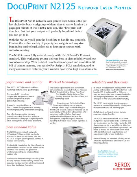 Xerox docuprint printer n2125 service manual 336 pages. - Toshiba md13q42 tv dvd service manual.