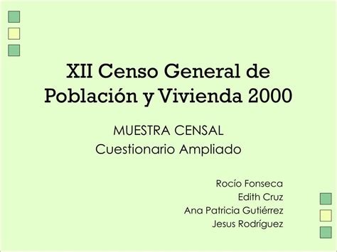Xii censo general de población y vivienda, 2000. - Guía de referencia de informes de nómina sap.