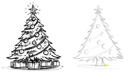 Xmas Tree Drawing Beautiful Image Drawing Skill