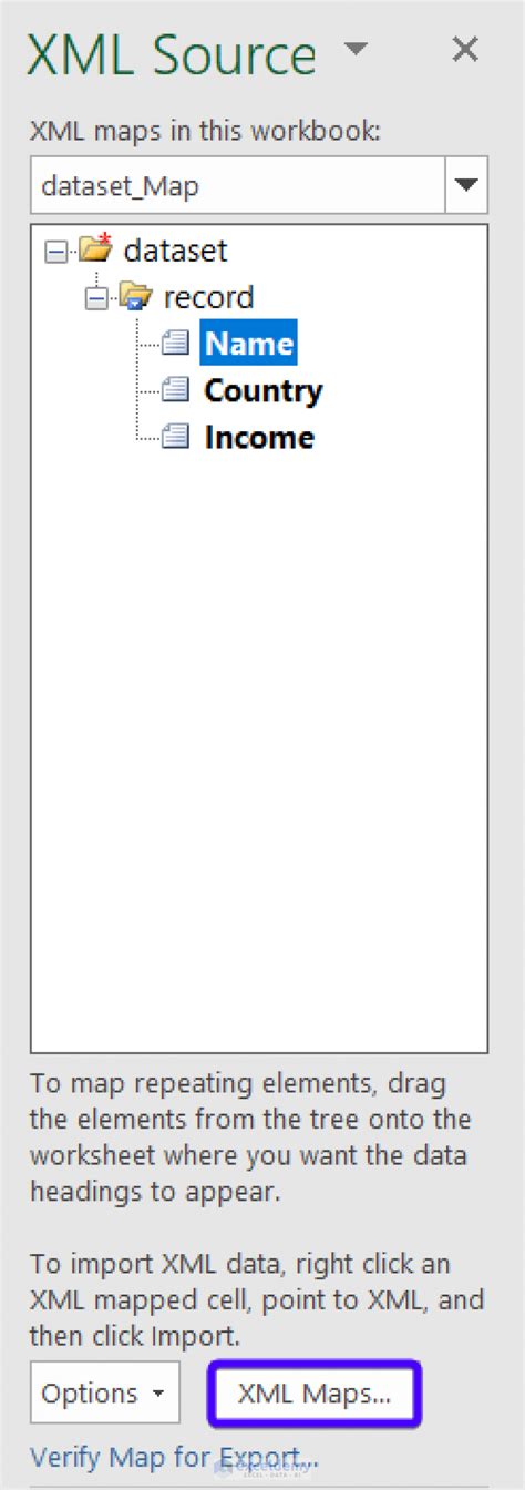 Xml maps are not exportable.  An XML mapping cannot be exported if the mapped element’s relatio...