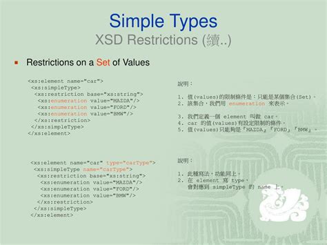 Xsd restriction element.  Restriction on Set of Values.  XSD Restrictions XML Restrictions are ...