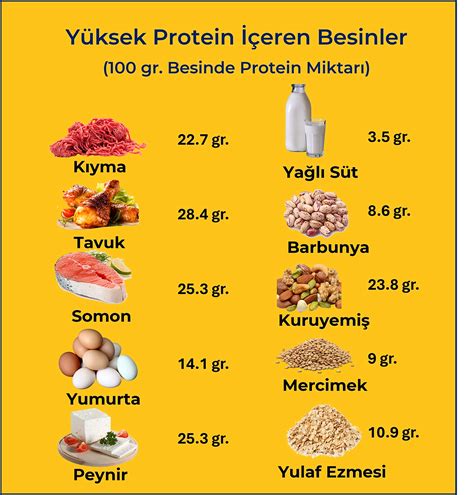 Yüksek proteinli yiyecekler. 