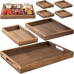 Yangbaga Rustic Wooden Serving Trays with Handle - balustradellc