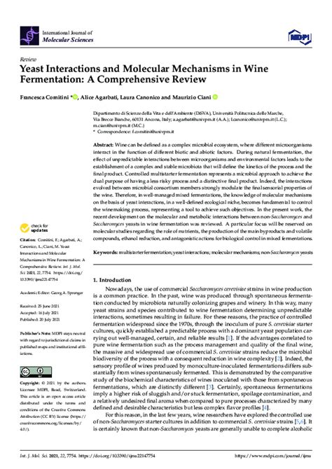 Yeast Interactions and Molecular Mechanisms in Wine … - wintechmobiles.com