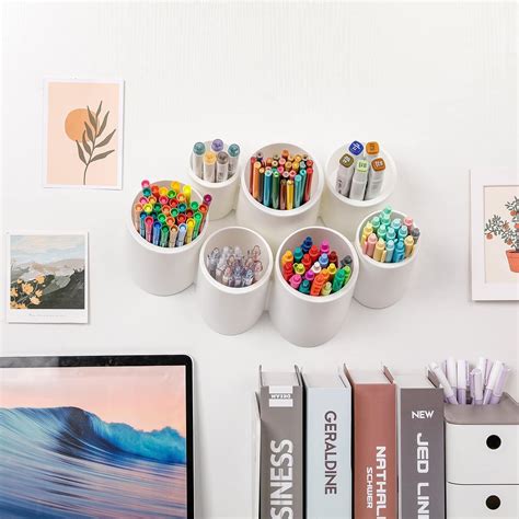 Yesesion Aesthetic Pencil Holder for Desk, Decorative Adhesive Wall ... - muktibox.com