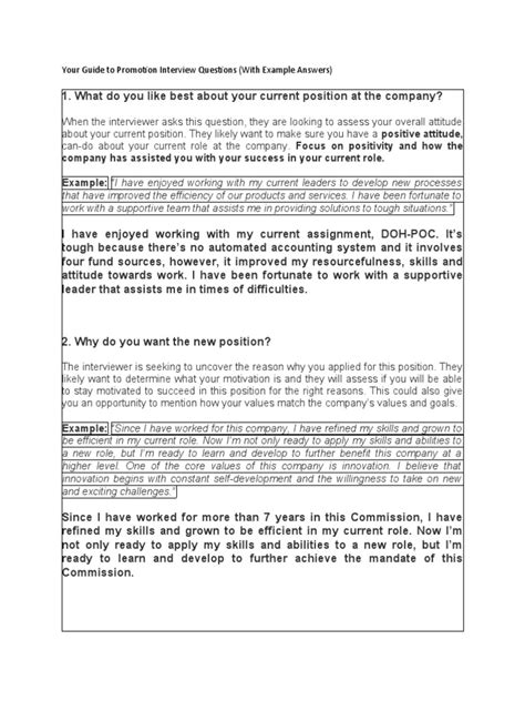 Your Guide to Promotion Interview Questions and … - balustradellc