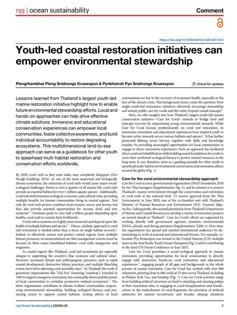 Youth-led coastal restoration initiatives can empower environmental ... - raincitystudios.com