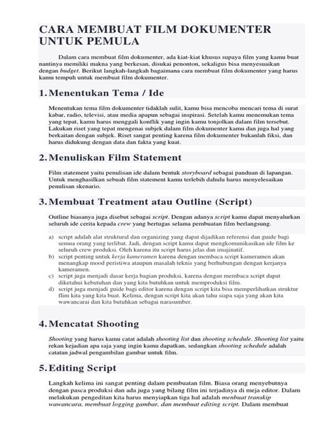 Yuk, Ketahui Cara Membuat Film Dokumenter - IDS - balustradellc