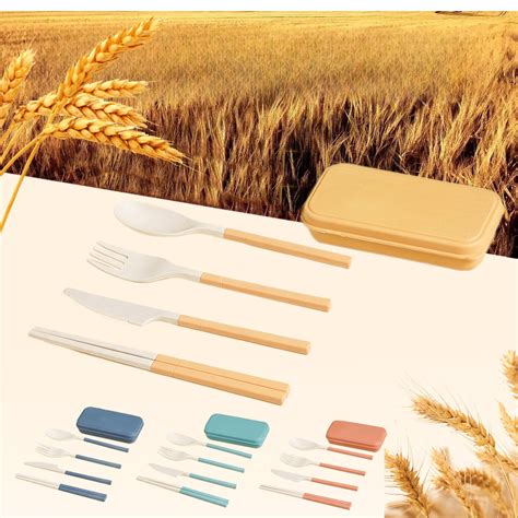 Ywbawe Wheat Straw Utensil Set with Travel Case - balustradellc