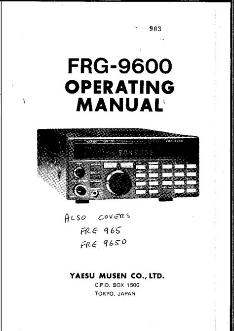Yaesu frg 9600 vhf receiver repair manual. - High pressure water jetting an operator s manual water jet.
