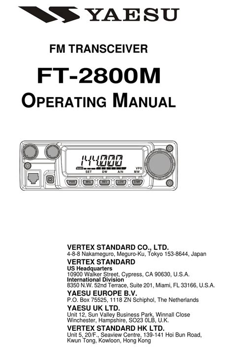 Yaesu ft 2800 manuale di servizio. - Manuale d'uso misuratore di glicemia bayer contour.