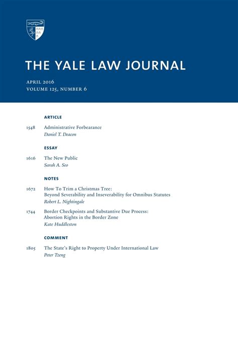 Yale Law Journal Volume 124 Number 6 April 2015