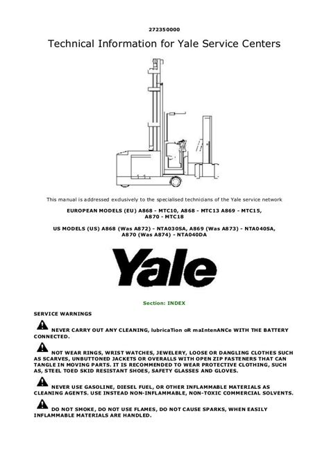 Yale electric pallet jack service manual. - Manuale d'uso in fabbrica 300c 2006.