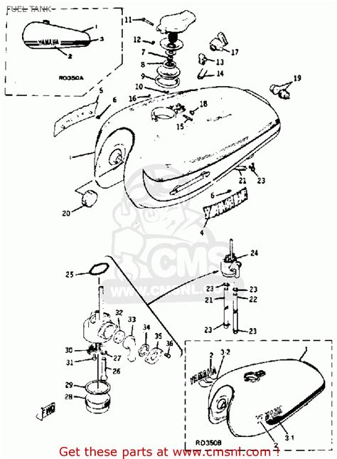 Yamaha RD350 Fuel Tank Diagram - Partzilla