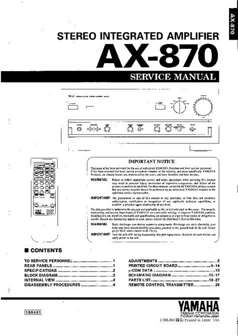 Yamaha ax 870 amplifier service manual. - Handbuch für die piezochirurgie mit mectron.