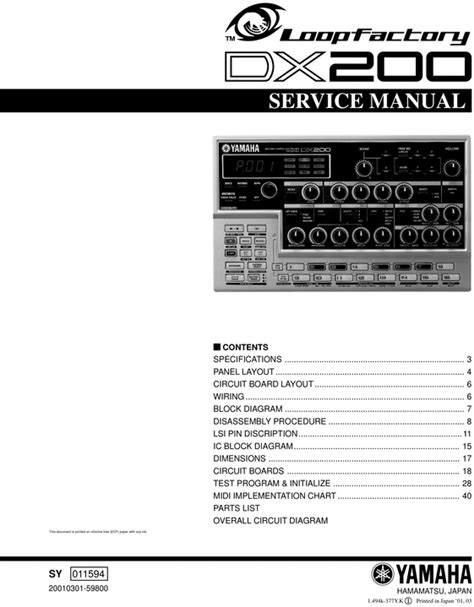 Yamaha dx200 dx 200 complete service manual. - Roland soljet proiii xj 640 service manual parts manual.