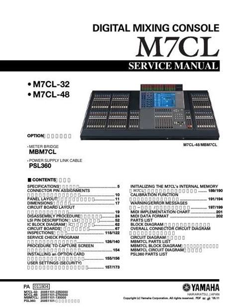 Yamaha m7cl 32 m7cl 48 digital mixing console service manual. - Sony gdm fw900 trinitron color graphic display service manual.