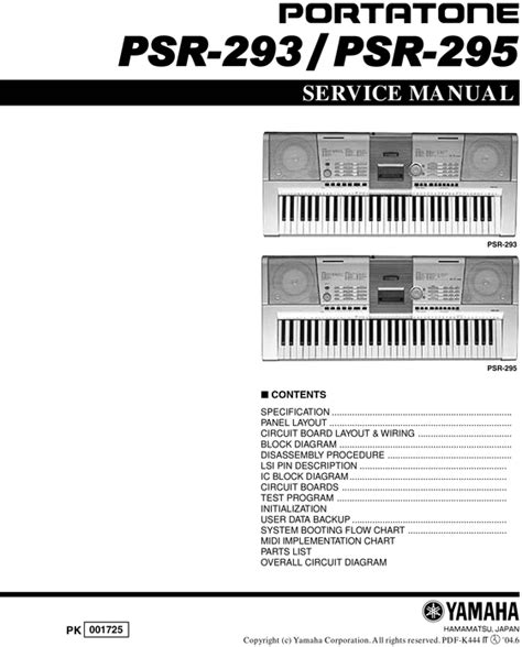Yamaha psr 293 psr293 psr 295 psr295 psr service manual. - Hamilton beach rice cooker manual 37539.