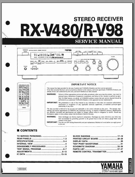 Yamaha r v98 rx v480 service manual. - Manual caja registradora sharp xe a102 en espaol.