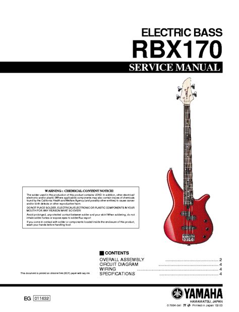 Yamaha rbx170 rbx 170 rbx 170 complete service manual. - Mlt for moh exam study guide.