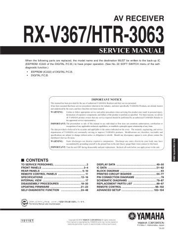Yamaha rx v367 htr 3063 av receiver service manual. - Populations de l'est-aquitain au début de l'époque contemporaine.