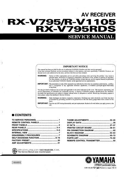 Yamaha rx v795 receiver owners manual. - Part manual briggs and stratton 90000 series 100000.